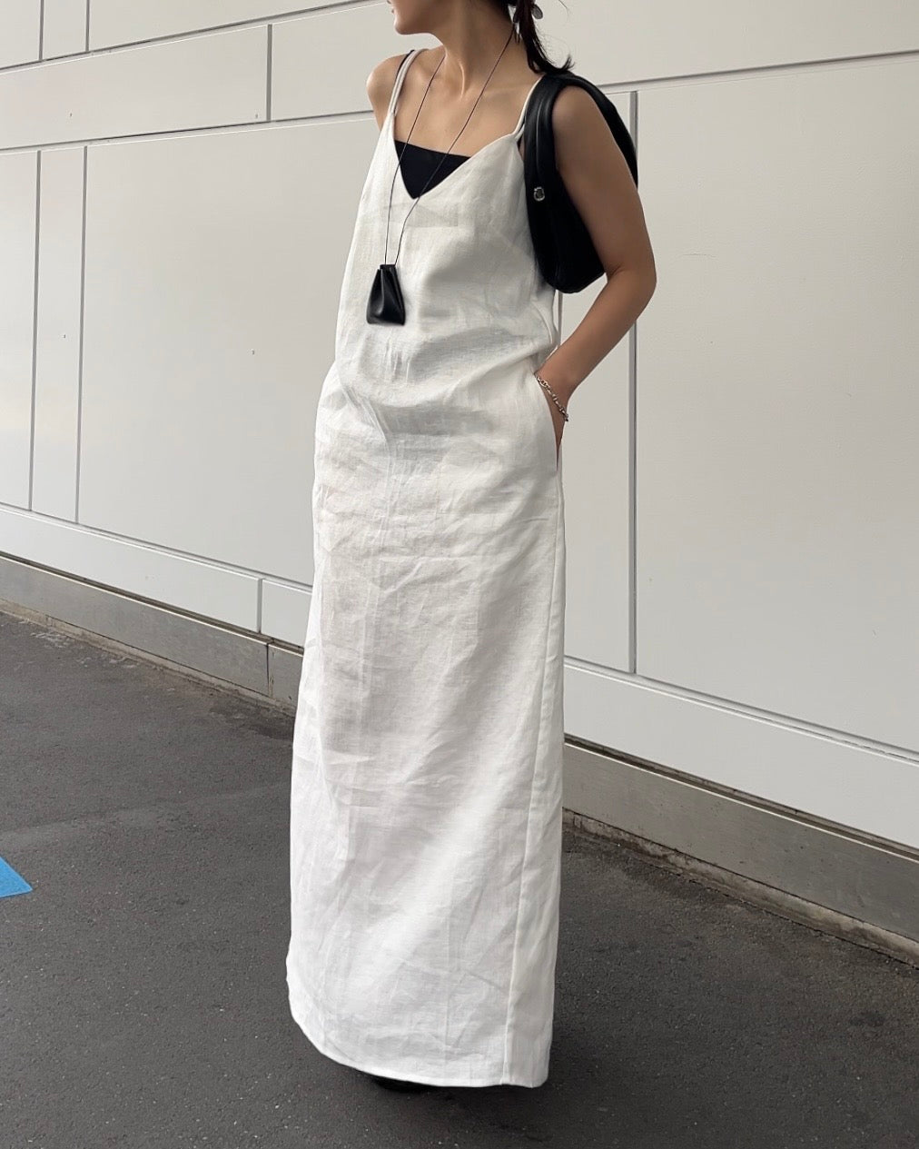 [7/2new]linen loop onepiece white
