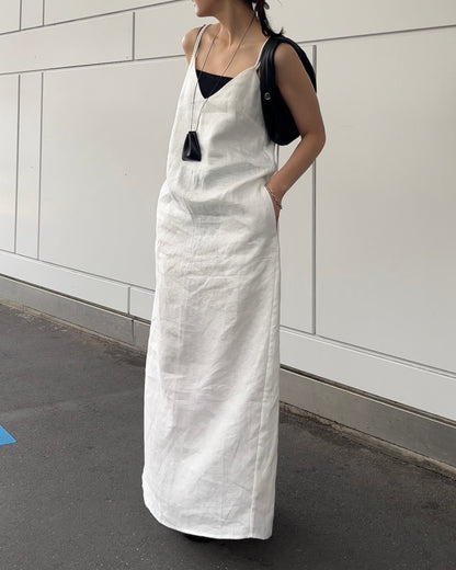 [7/2new]linen loop onepiece white