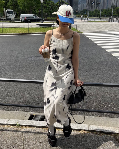 Inked Pattern Camisole Dress