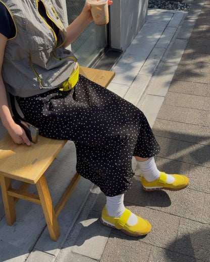 [6/18new]Fluid Dot Skirt black