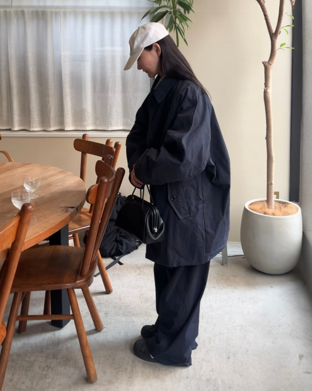 Cotton Nylon Over Collar Jacket navy