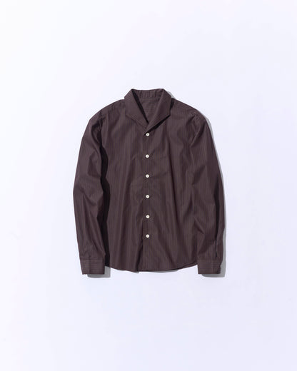 Convertible Collar Stripe Shirt brown
