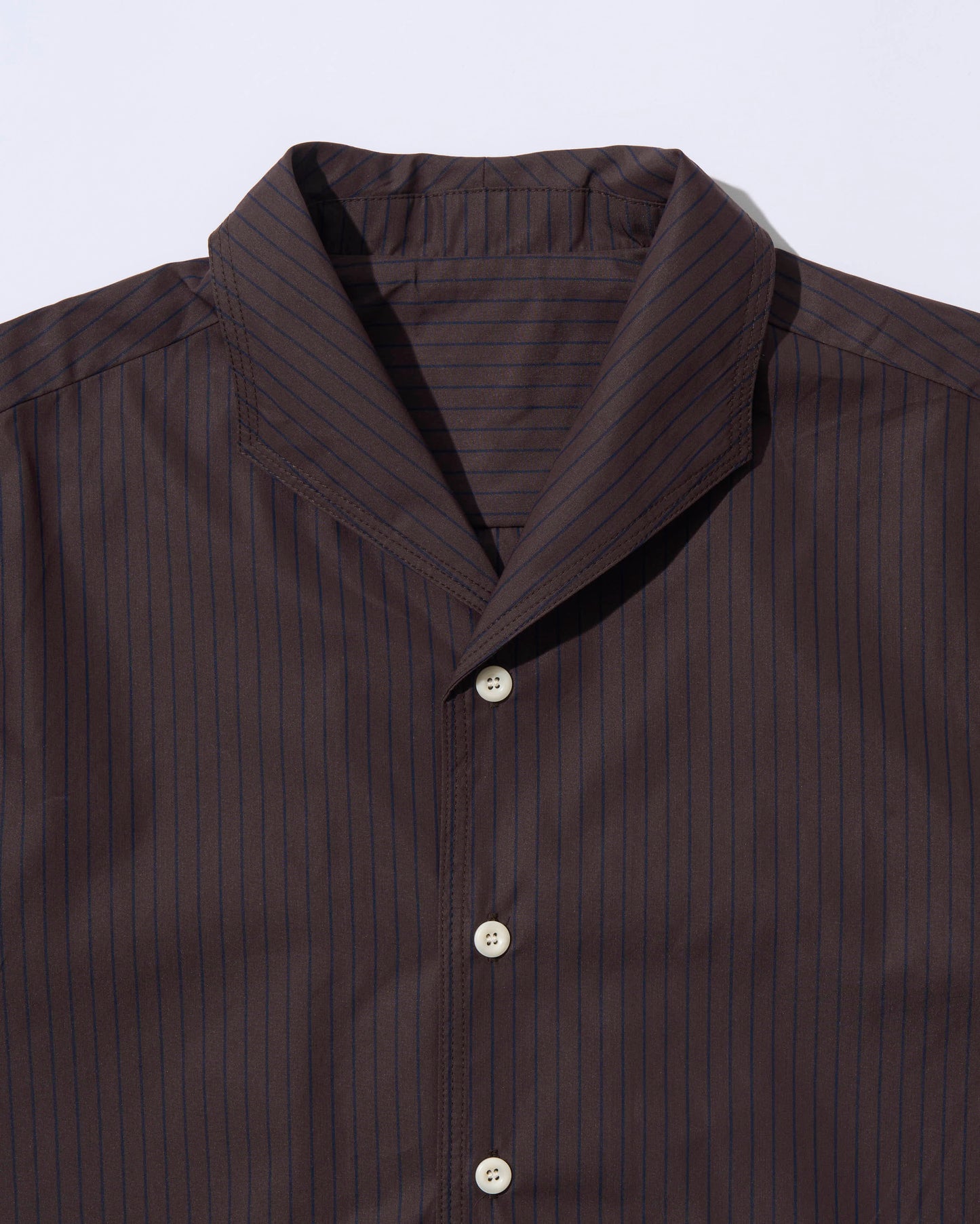 Convertible Collar Stripe Shirt brown