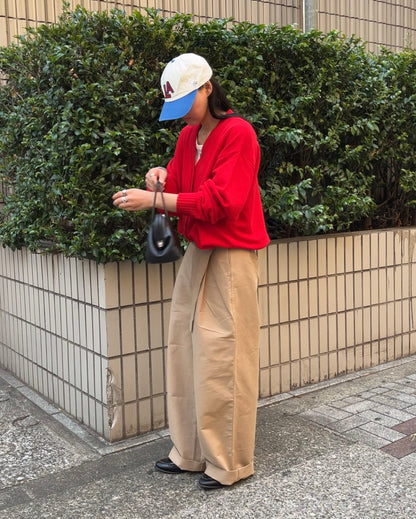 Belt Detail Wide Pants  beige