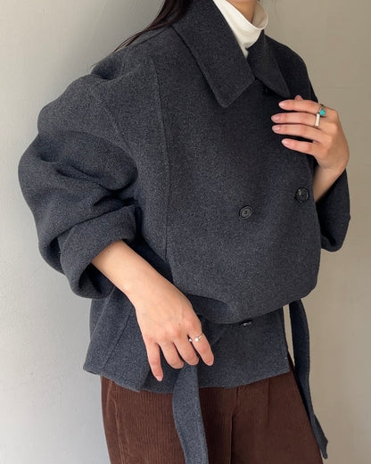 [11/27new] Drape Wool P-Coat gray 12月下旬～1月初旬入荷