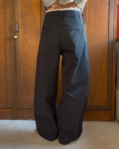 ［3/19new］Cotton Tencel Wide Slacks navy