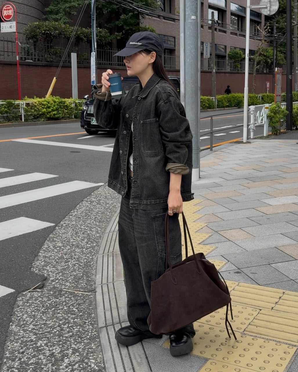 ［12/7restock］Suede Boston square bag L