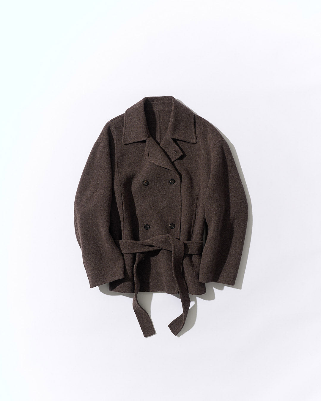 Drape Wool P-Coat brown