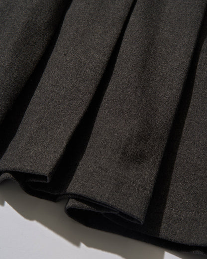 Belted Classic Pleats Skirt Gray