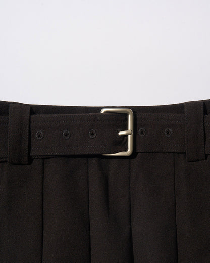 [12/4new] Belted Classic Pleats Skirt  Black 12月下旬入荷分