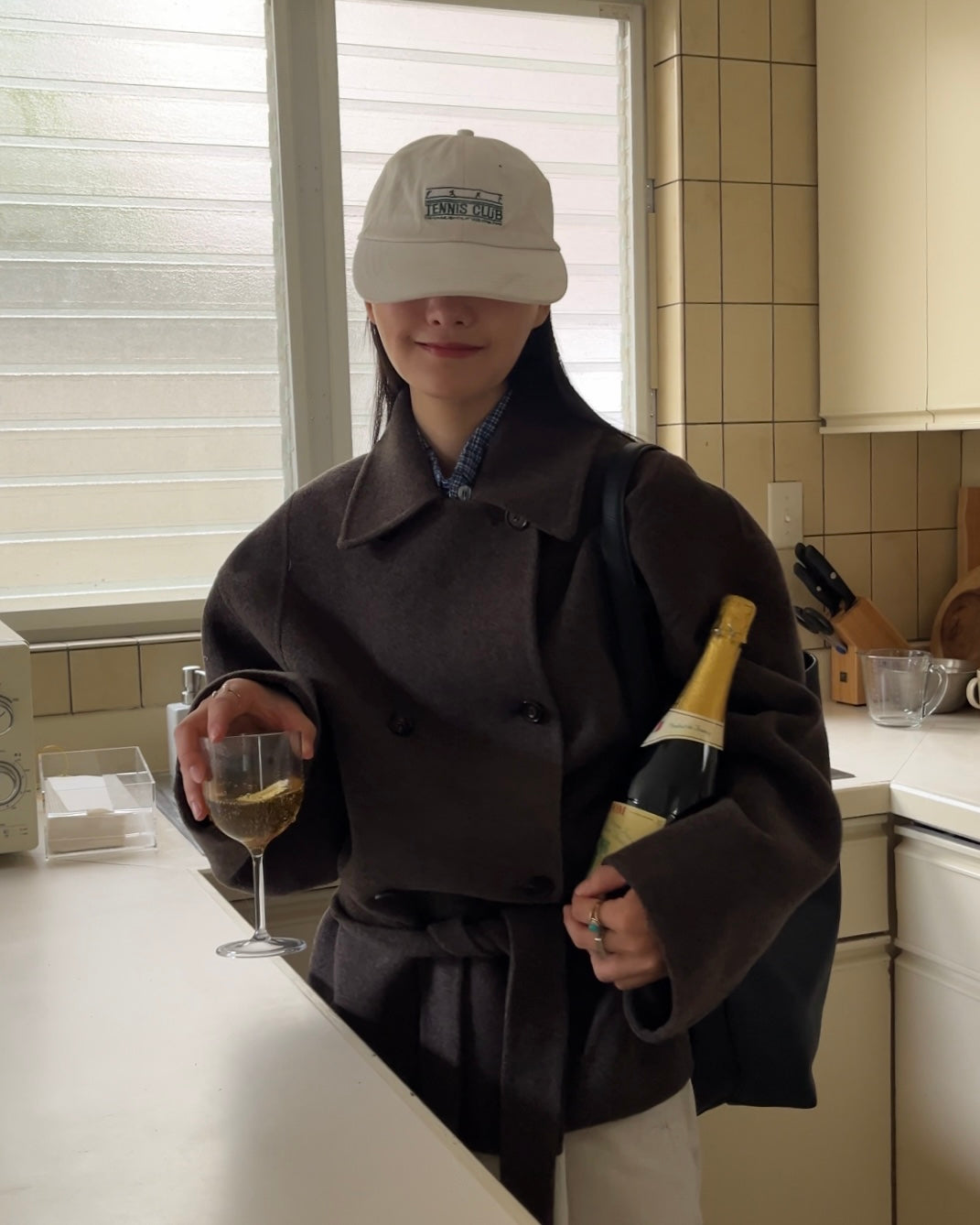 Drape Wool P-Coat brown