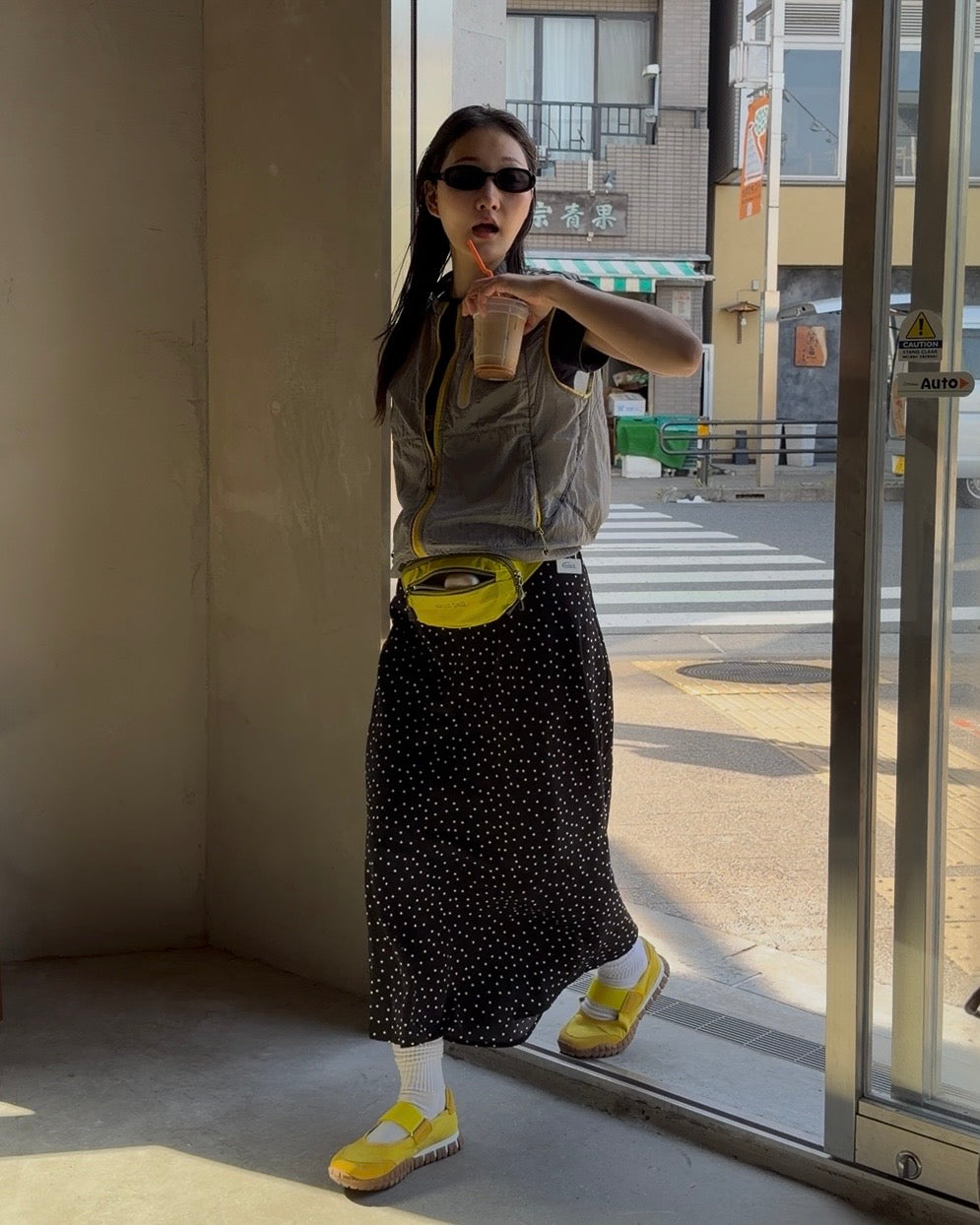 [6/18new]Fluid Dot Skirt black