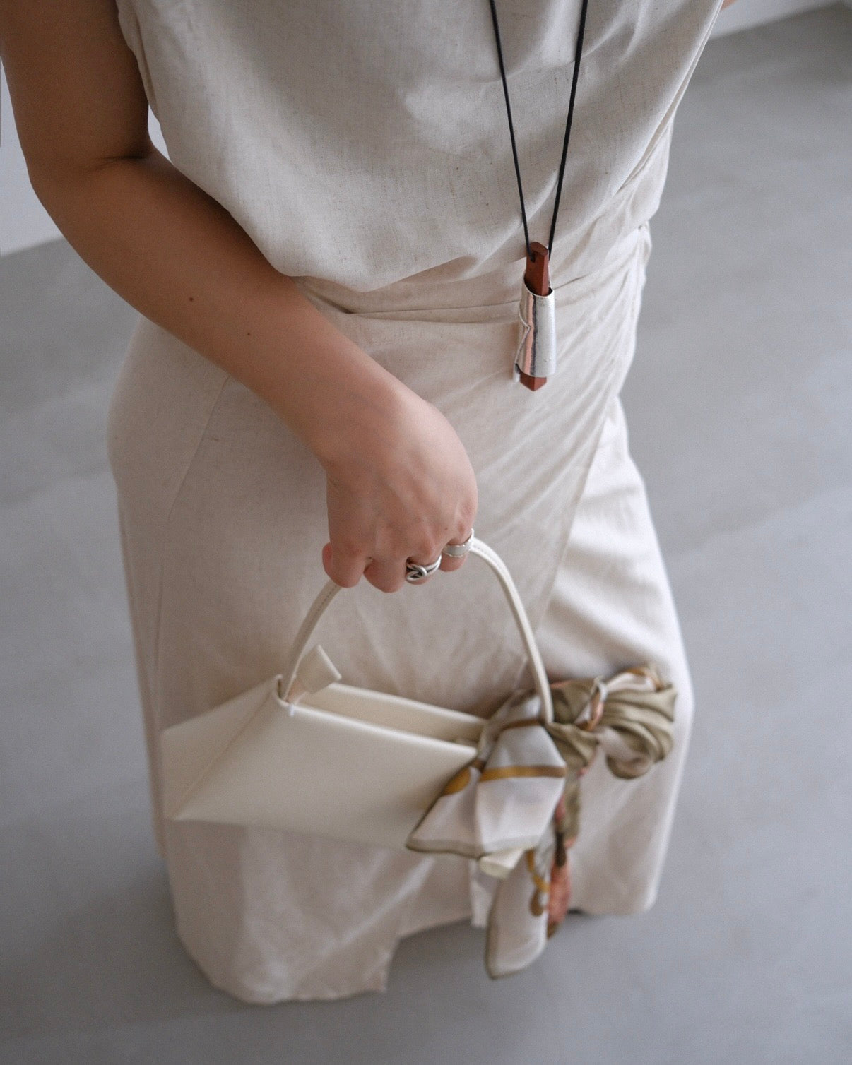 [9/3new]Linen Drape onepiece ivory