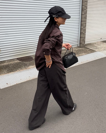 [11/20new]Buckle Straight Cotton Pants black