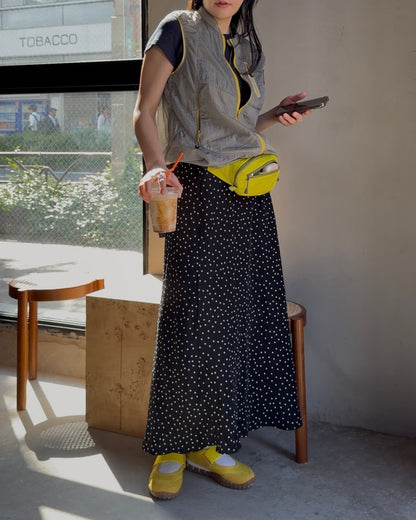 [6/18new]Fluid Dot Skirt black