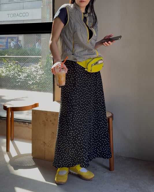 [6/18new]Fluid Dot Skirt black