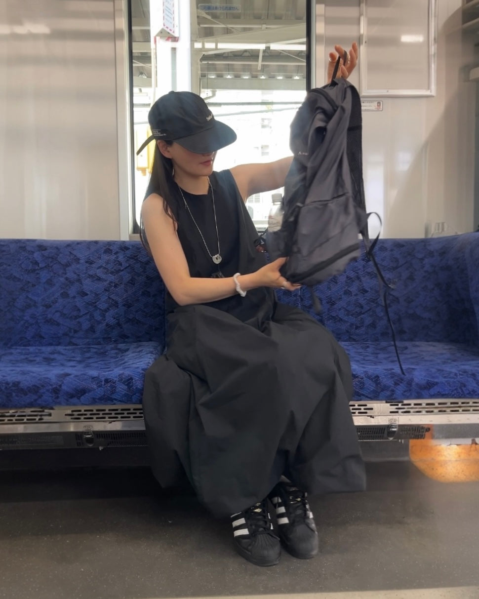 [4/30new]Cotton Nylon Tank Dress black