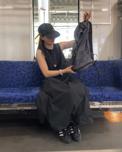 [4/30new]Cotton Nylon Tank Dress black