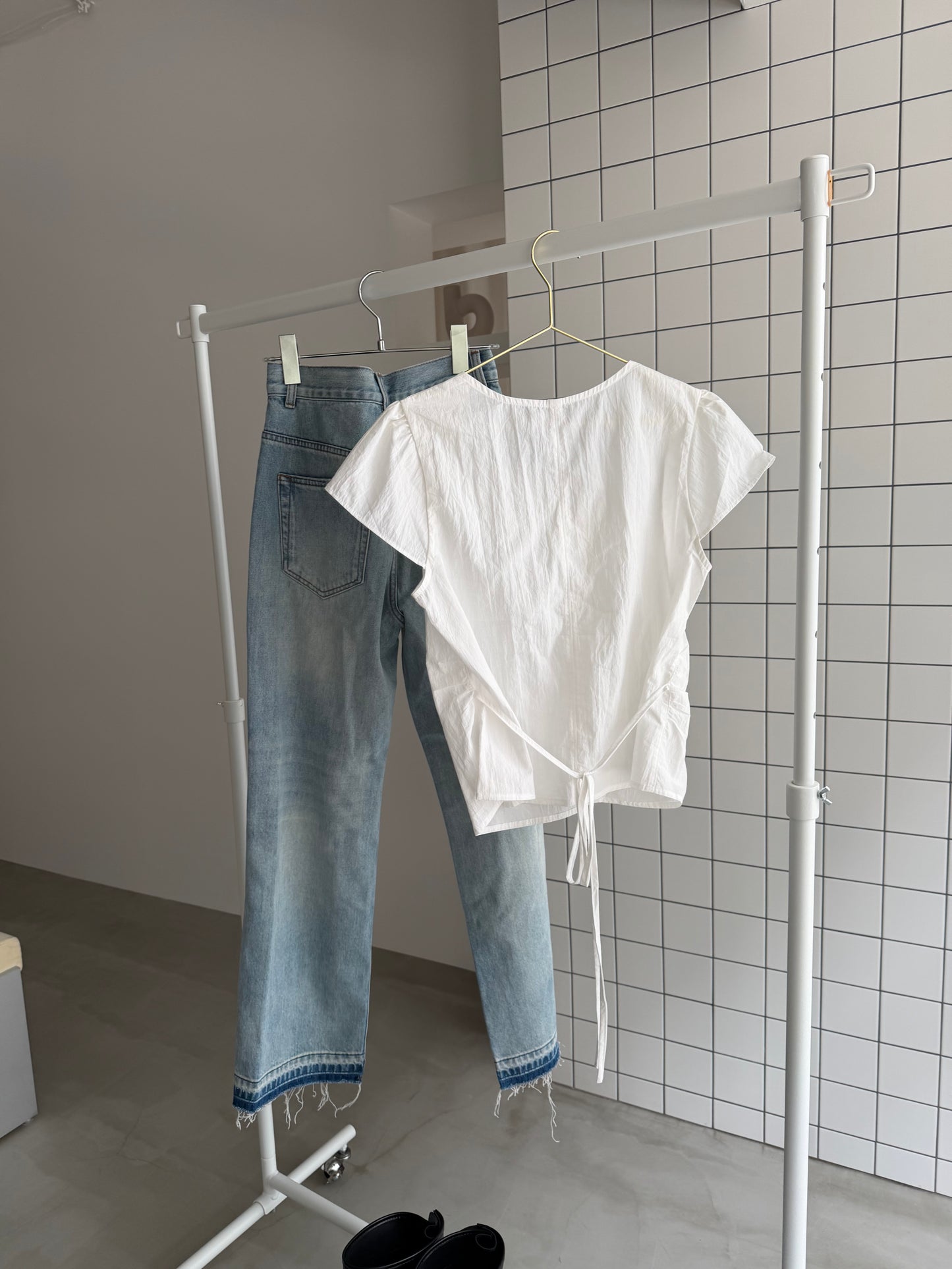 [9/17new]Gather Front Blouse white