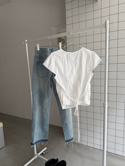 [9/17new]Gather Front Blouse white