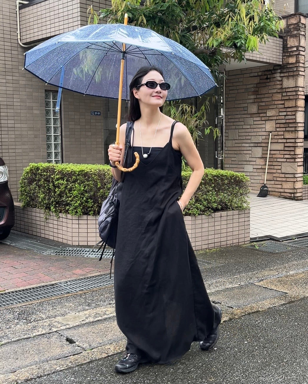 [7/2new]linen loop onepiece black