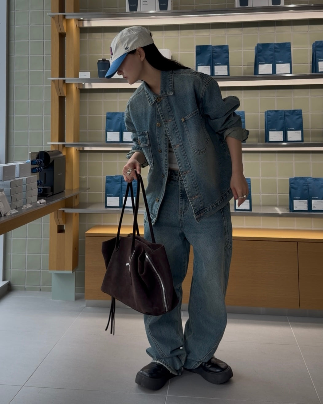 ［12/7restock］Suede Boston square bag L