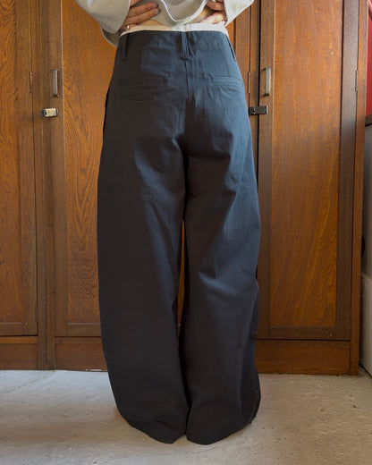［3/19new］Cotton Tencel Wide Slacks navy