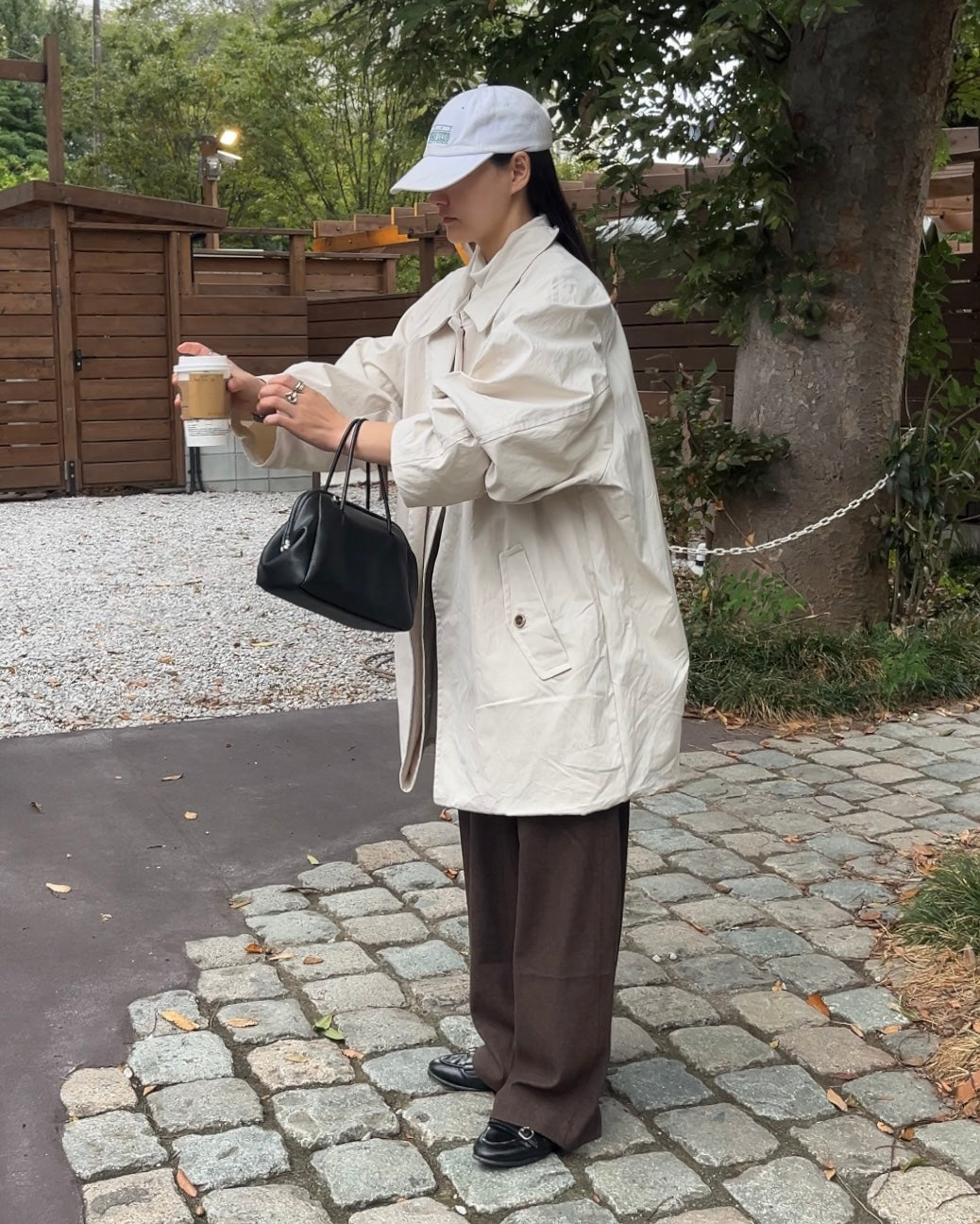 Cotton Nylon Over Collar Jacket ivory