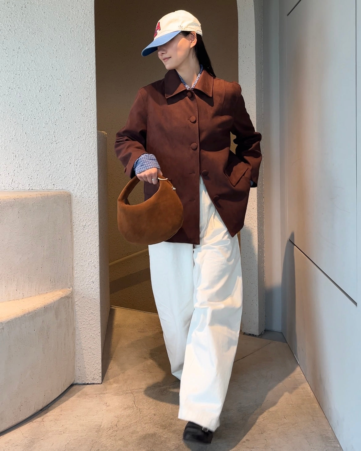 [11/20new]Buckle Straight Cotton Pants  white