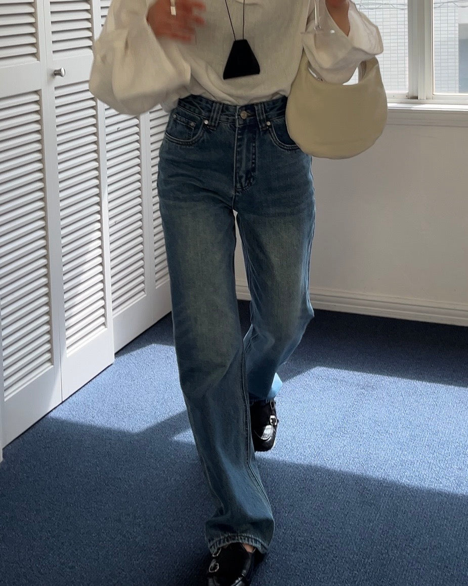[4/23new]Cotton Blend Straight Denim