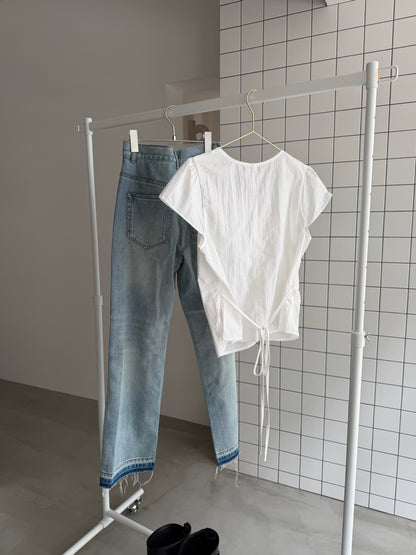[9/17new]Gather Front Blouse white