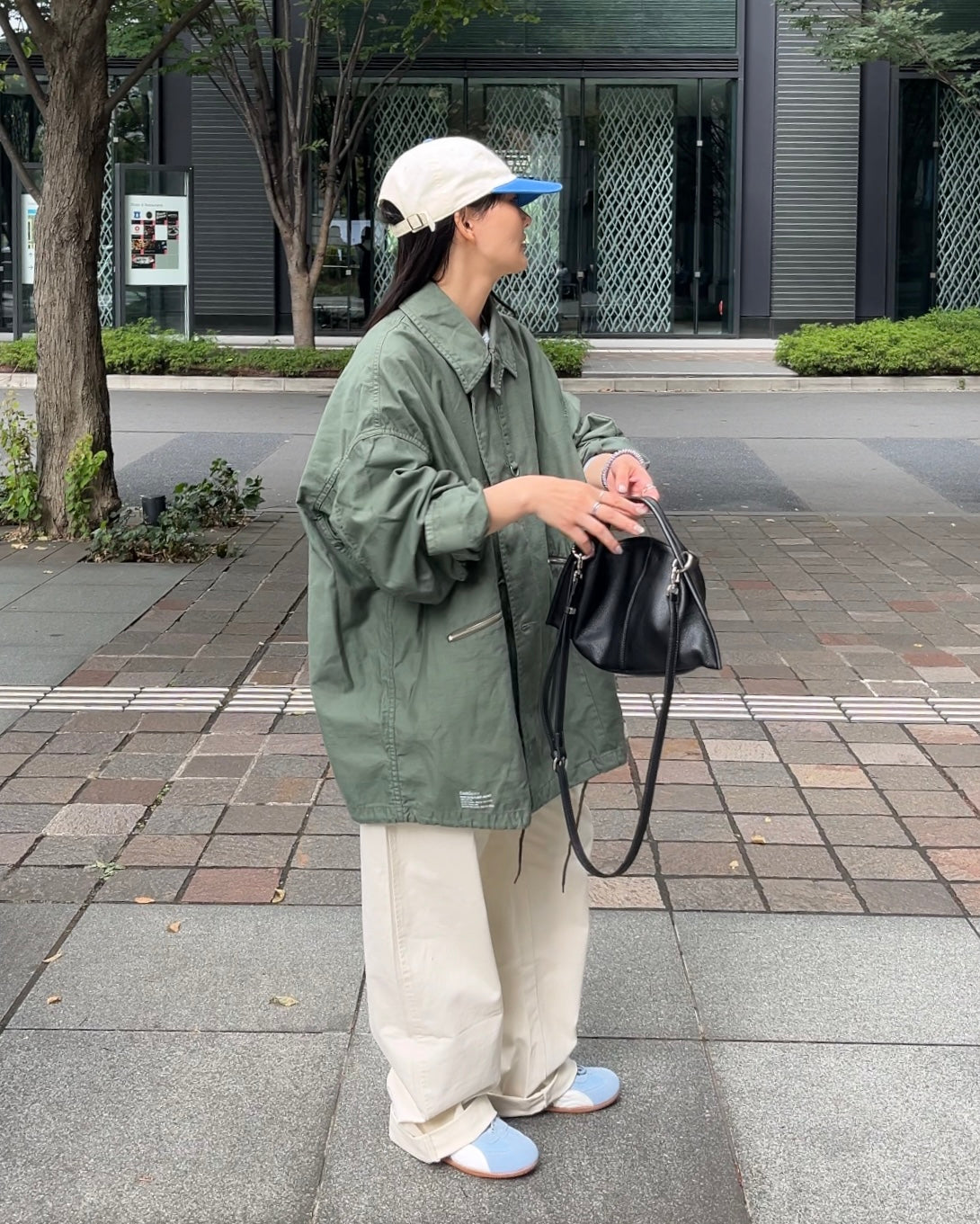 Curve Leather 2way handle bag