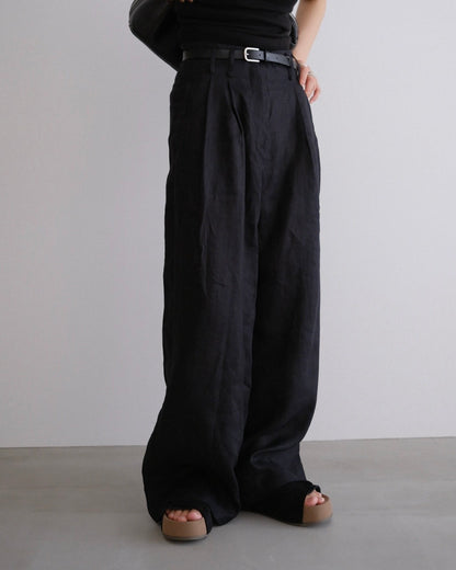 [8/20new]full linen belt pants black