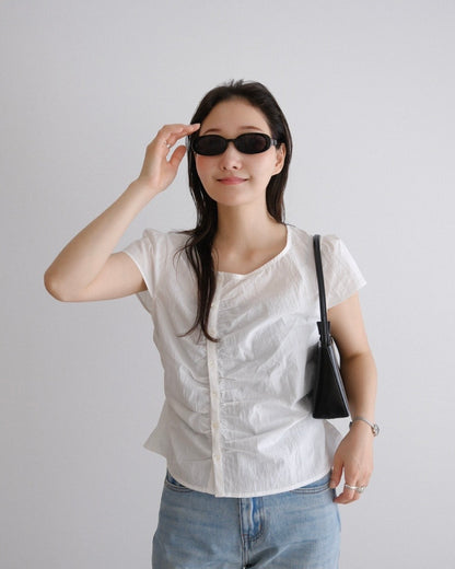 [9/17new]Gather Front Blouse white