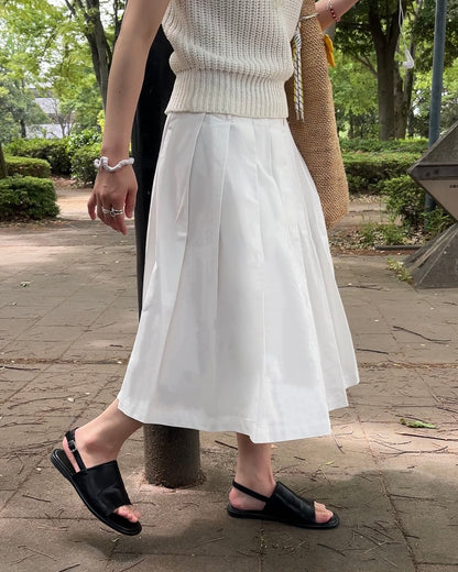 [5/7new]Cotton Full Line Pleated Skirt