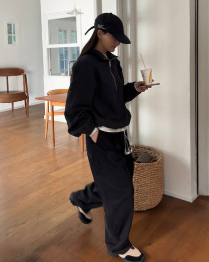 [12/18 new] Warmth Wide Cotton Pants Black