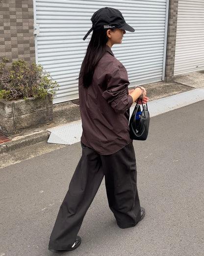 [11/20new]Buckle Straight Cotton Pants black