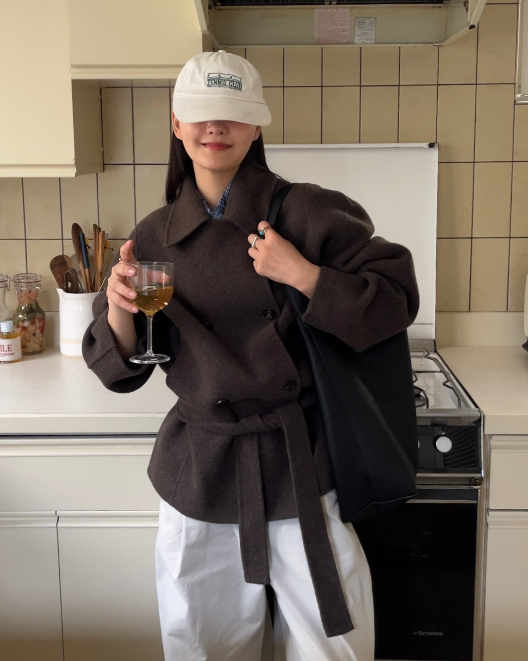 Drape Wool P-Coat brown