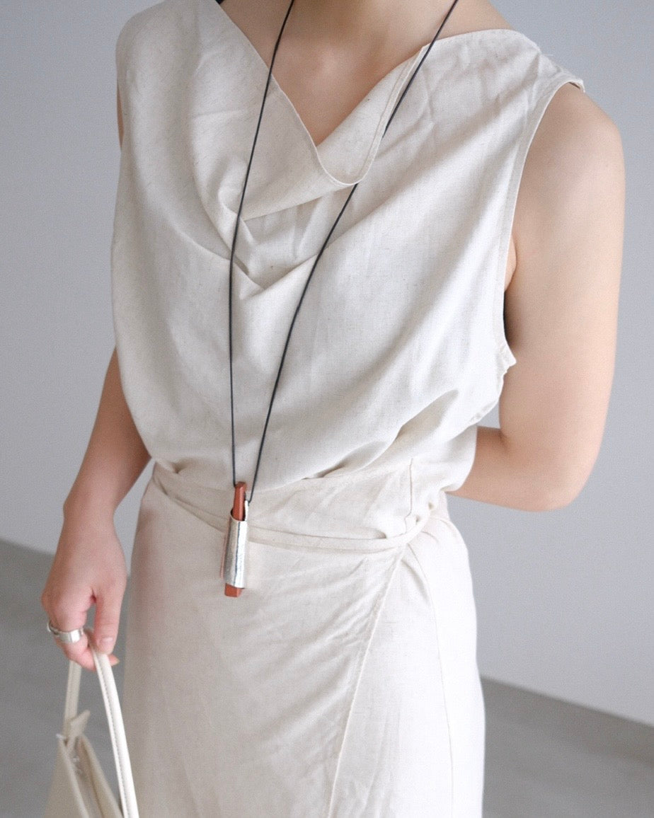 [9/3new]Linen Drape onepiece ivory