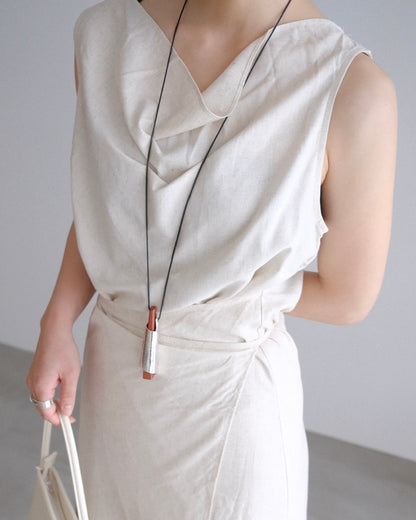 [9/3new]Linen Drape onepiece ivory