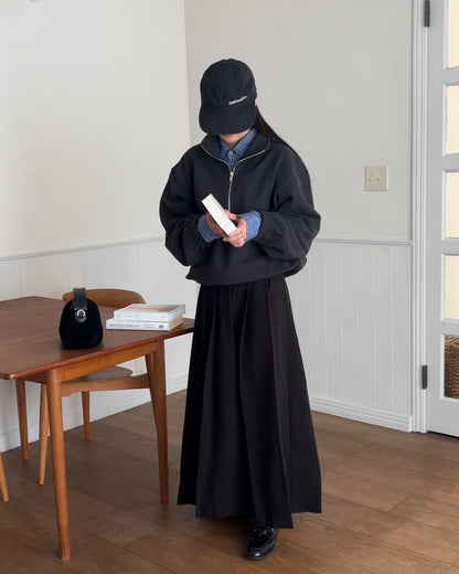 [12/4new] Belted Classic Pleats Skirt  Black 12月下旬入荷分