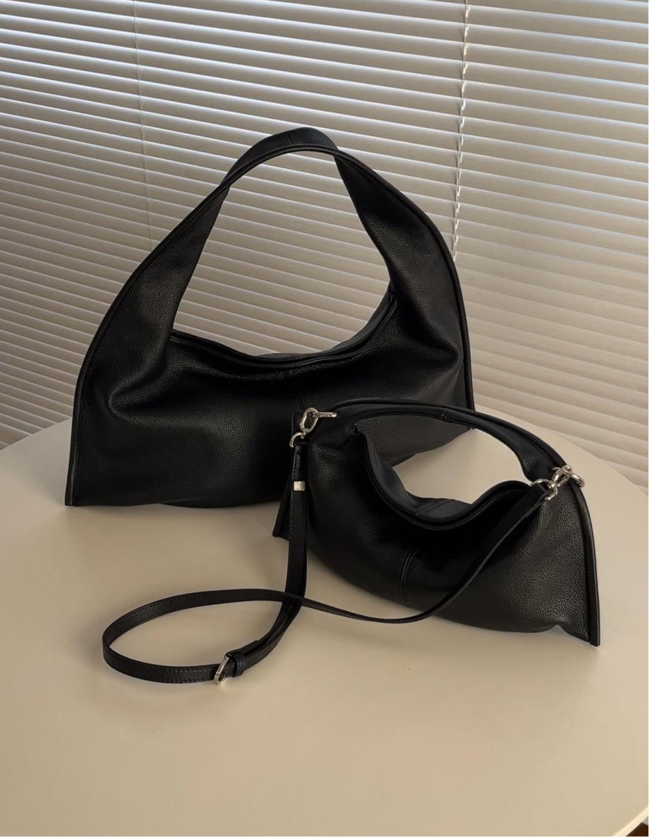 Curve Leather 2way handle bag