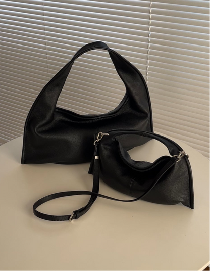 Curve Leather 2way handle bag