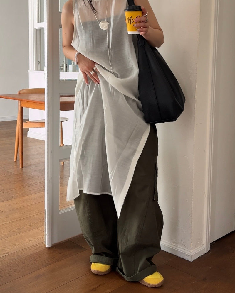 [6/11new]Tencel Sheer Drape Dress