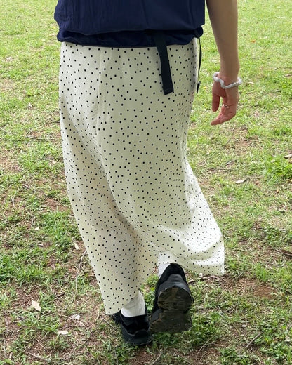 [6/18new]Fluid Dot Skirt white