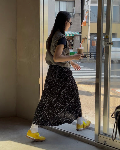 [6/18new]Fluid Dot Skirt black