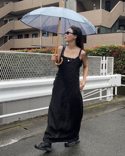 [7/2new]linen loop onepiece black