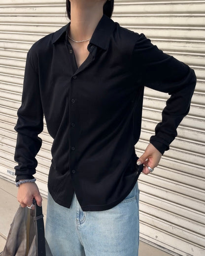 [9/4new]Airy Light Shirt black