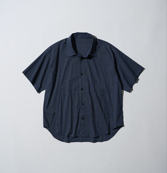 [7/24new]Gingham Check Short-Sleeve Shirt navy