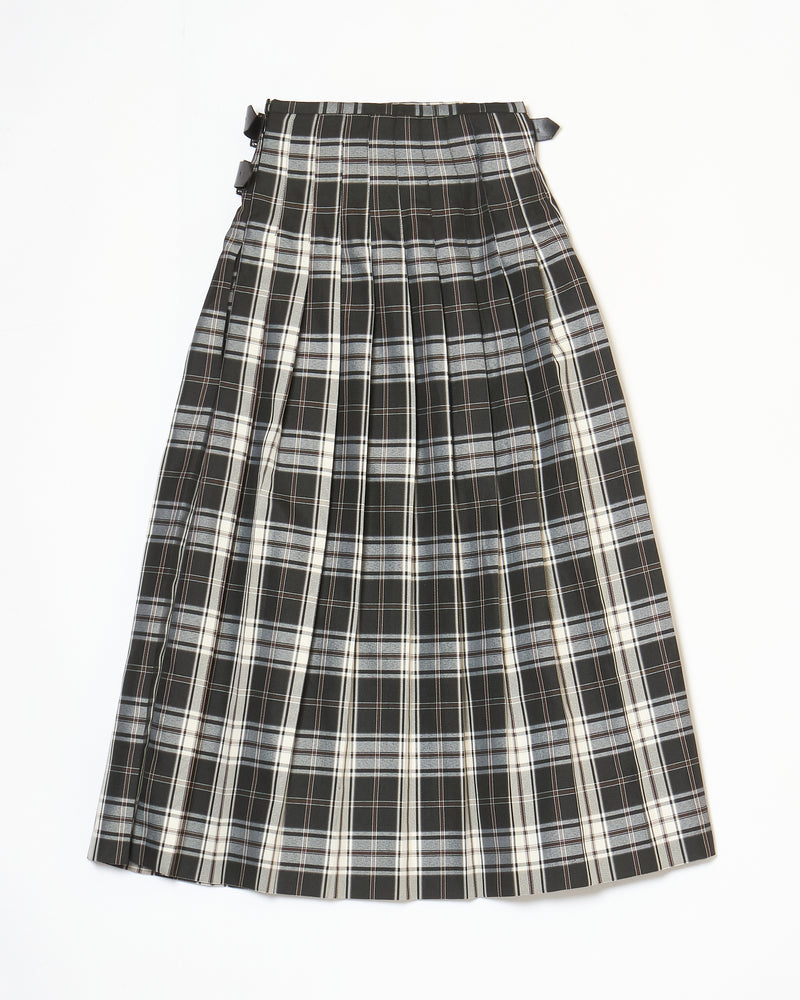 pleats check skirt black×brown